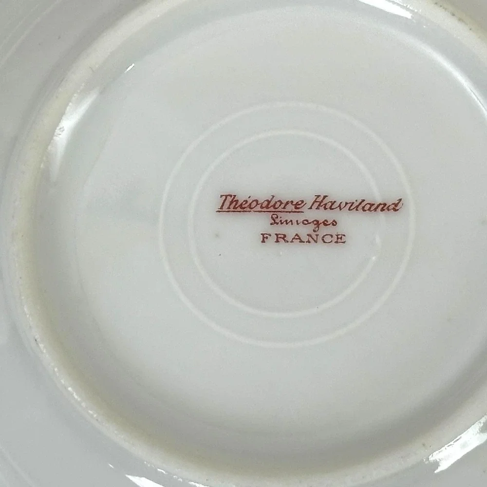 Theodore Haviland Limoges Dessert Bowls Set 2 White Gold‎ Rim France